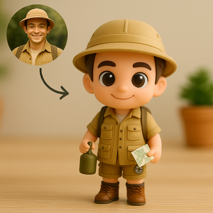 Custom Adventurer Cartoon Keychain – Choose 3D Figurine or 2D Acrylic Style