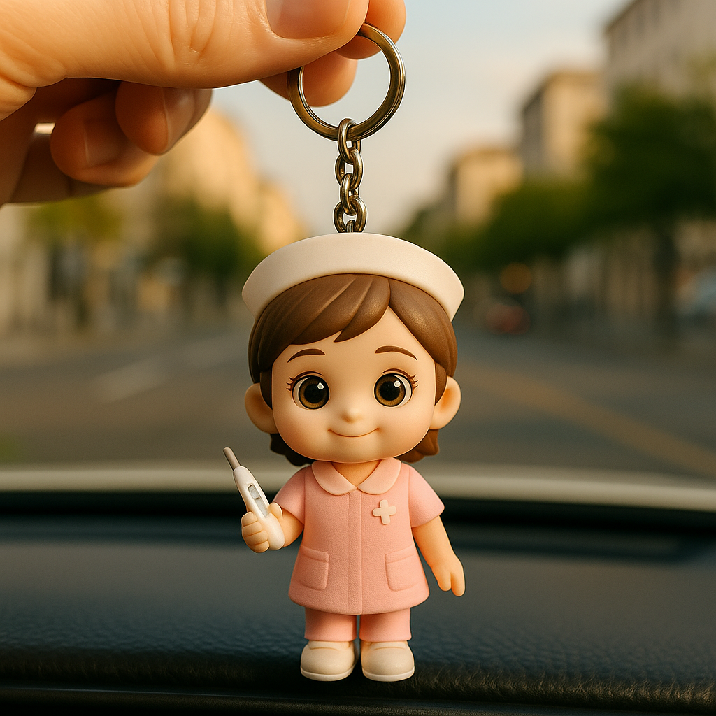 Custom 3D Figure Keychain of Nurse Personalized Medical Worker Mini Figurine Gift for Healthcare Heroes