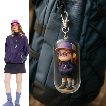 Custom 3D Photo Keychain - Handmade Mini Sculpture Keepsake for Loved Ones