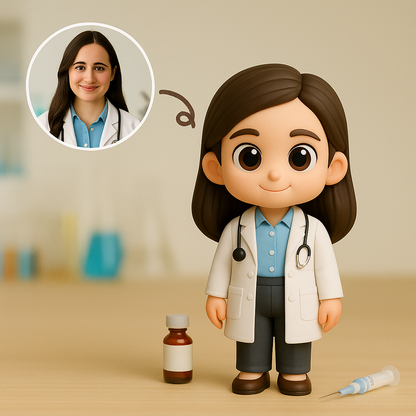Custom Doctor Cartoon Keychain – Choose 3D Figurine or 2D Acrylic Style