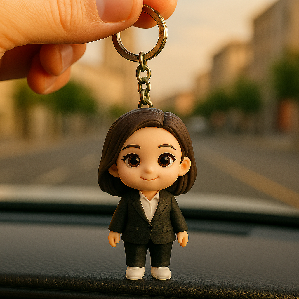 Custom 3D Figure Keychain From Photo Personalized Businesswoman Keychain Gift For Professionals