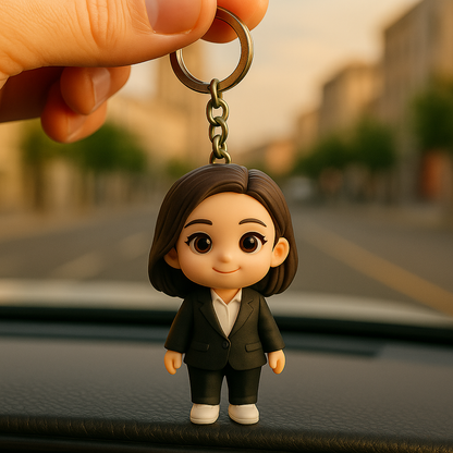 Custom 3D Figure Keychain From Photo Personalized Businesswoman Keychain Gift For Professionals