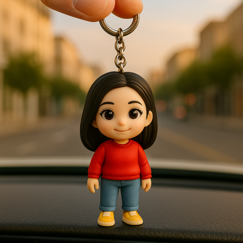 Custom 3D Figure Keychain From Photo Personalized Fashion Woman Keychain Gift For Her