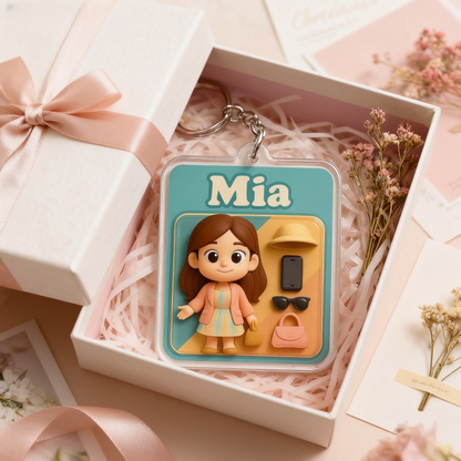 Custom Teacher Cartoon Keychain – 3D or 2D Acrylic Style for Unique Gift