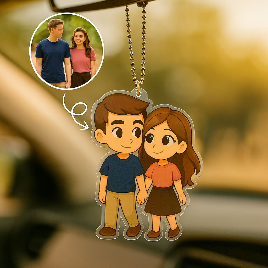 Custom Pet Portrait Car Hanger, Personalized Dog Cat Memorial Gift, Acrylic Pet Loss Sympathy Car Decor