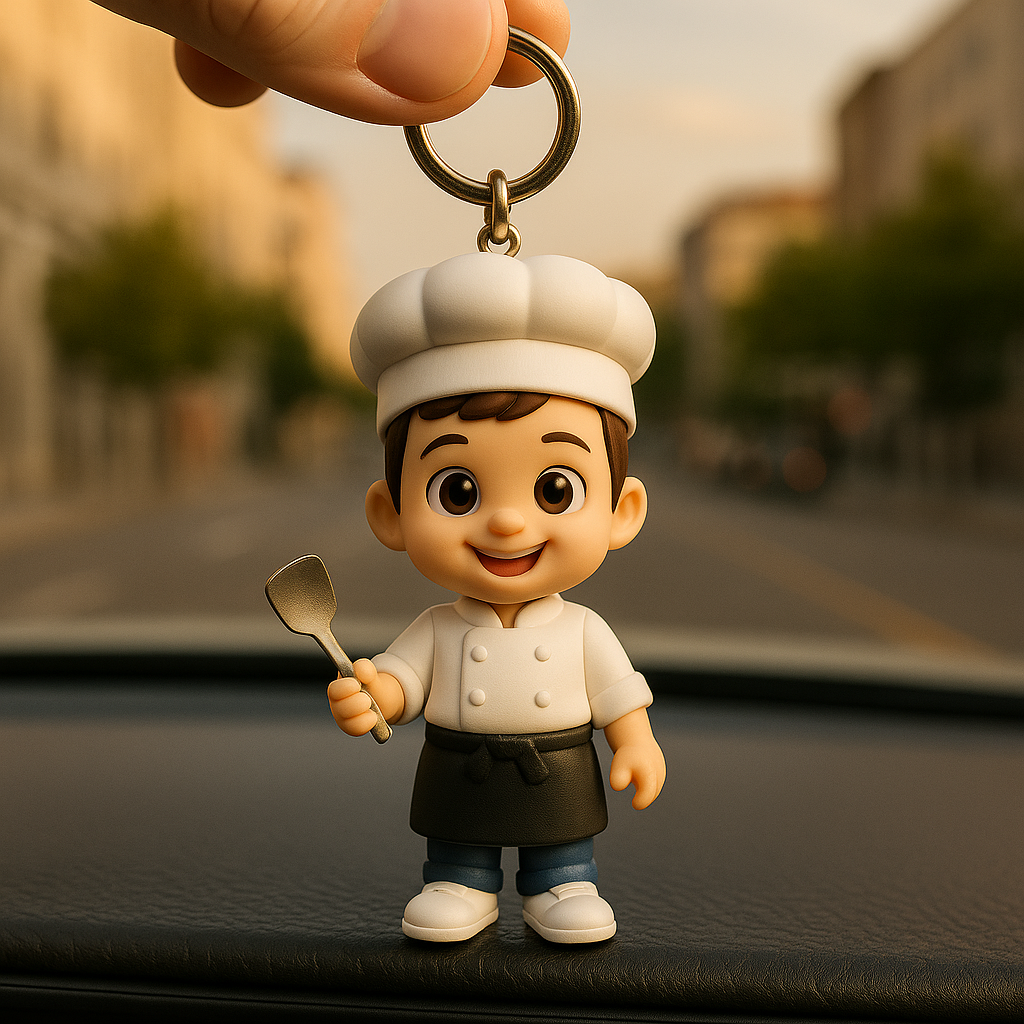 Custom 3D Figure Keychain From Photo Personalized Chef Keychain Gift For Cooking Lovers