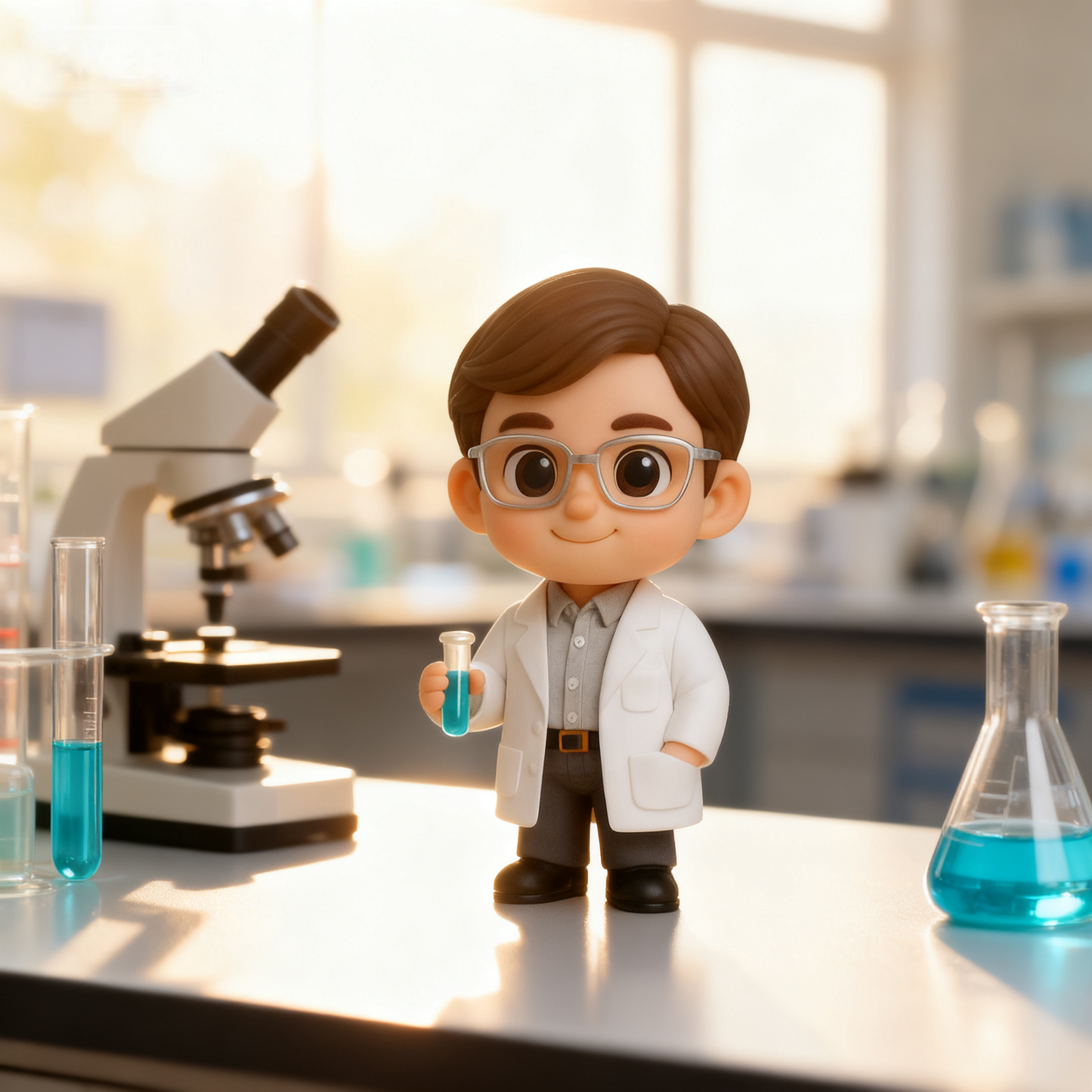 Custom 3D Action Figure From Photo Personalized Scientist Figurine Custom 3D Mini Figure Gift for Science Lovers