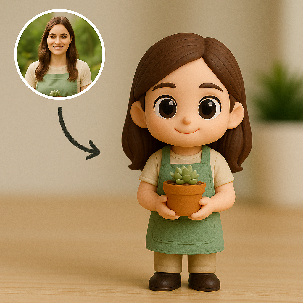 Custom 3D Action Figure From Photo Personalized Gardener Figurine Custom 3D Mini Figure Gift for Plant Lovers