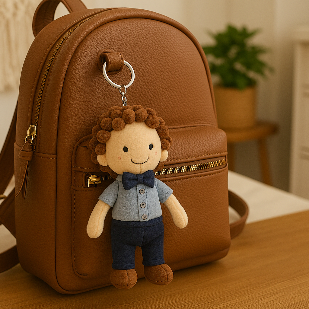 Plush doll keychain with photo print and customized Face