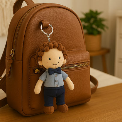 Plush doll keychain with photo print and customized Face