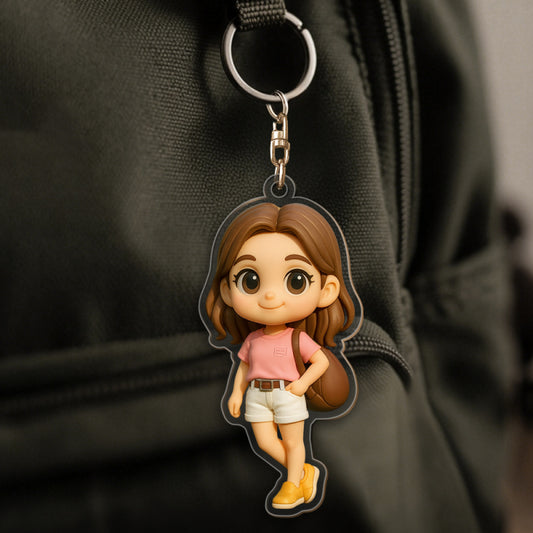 Custom Acrylic Cartoon Keychain － Personalized Photo Keychain － Unique Couple Gift for Her － Birthday Valentine's Anniversary Gift