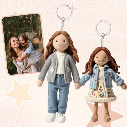 Personalized Family Photo Plush Doll Keychain