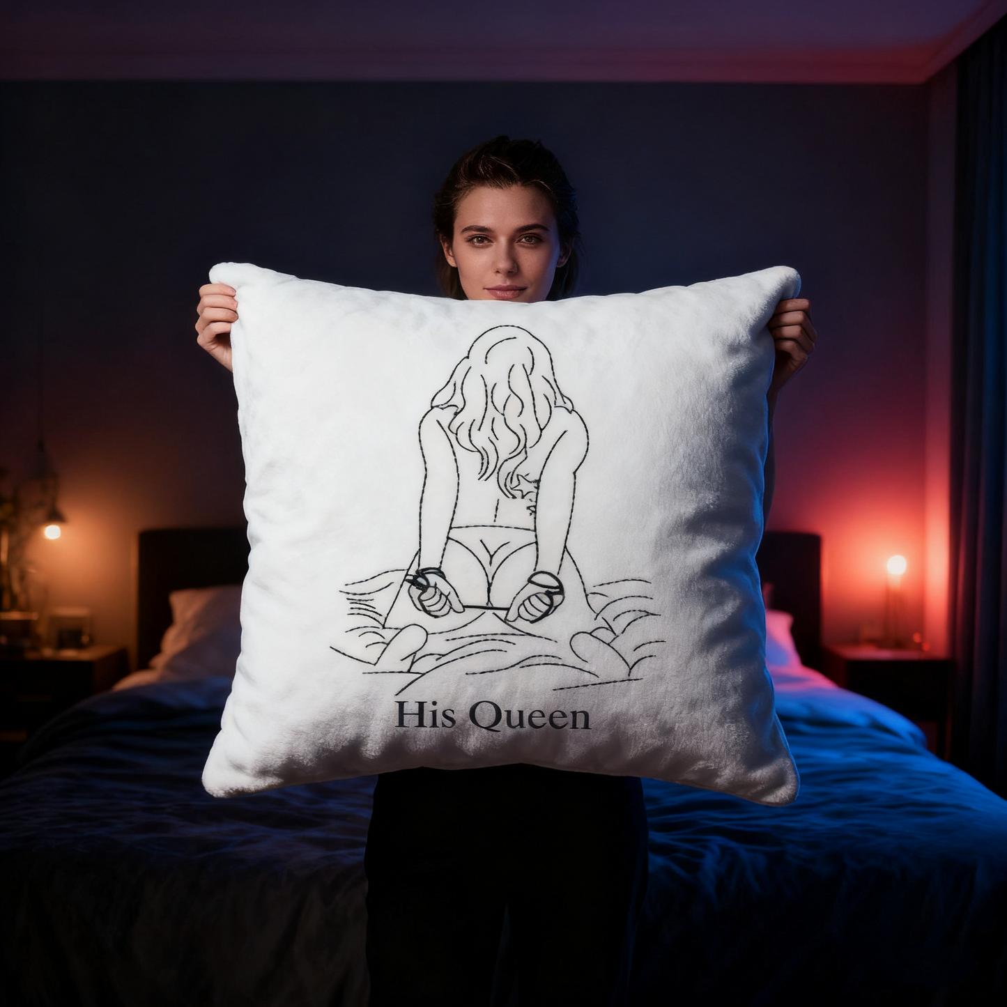 Sexy Custom Embroidery Photo Pillow Cover – Personalized Anniversary Gift for Him