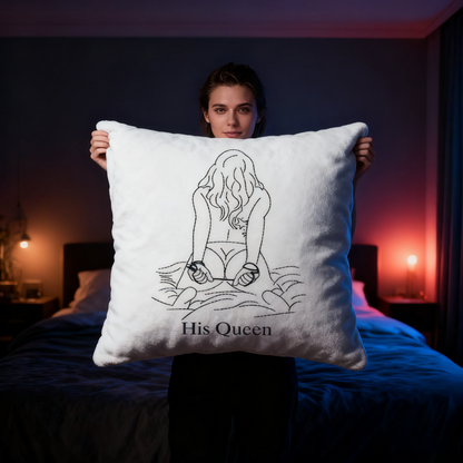 Sexy Custom Embroidery Photo Pillow Cover – Personalized Anniversary Gift for Him