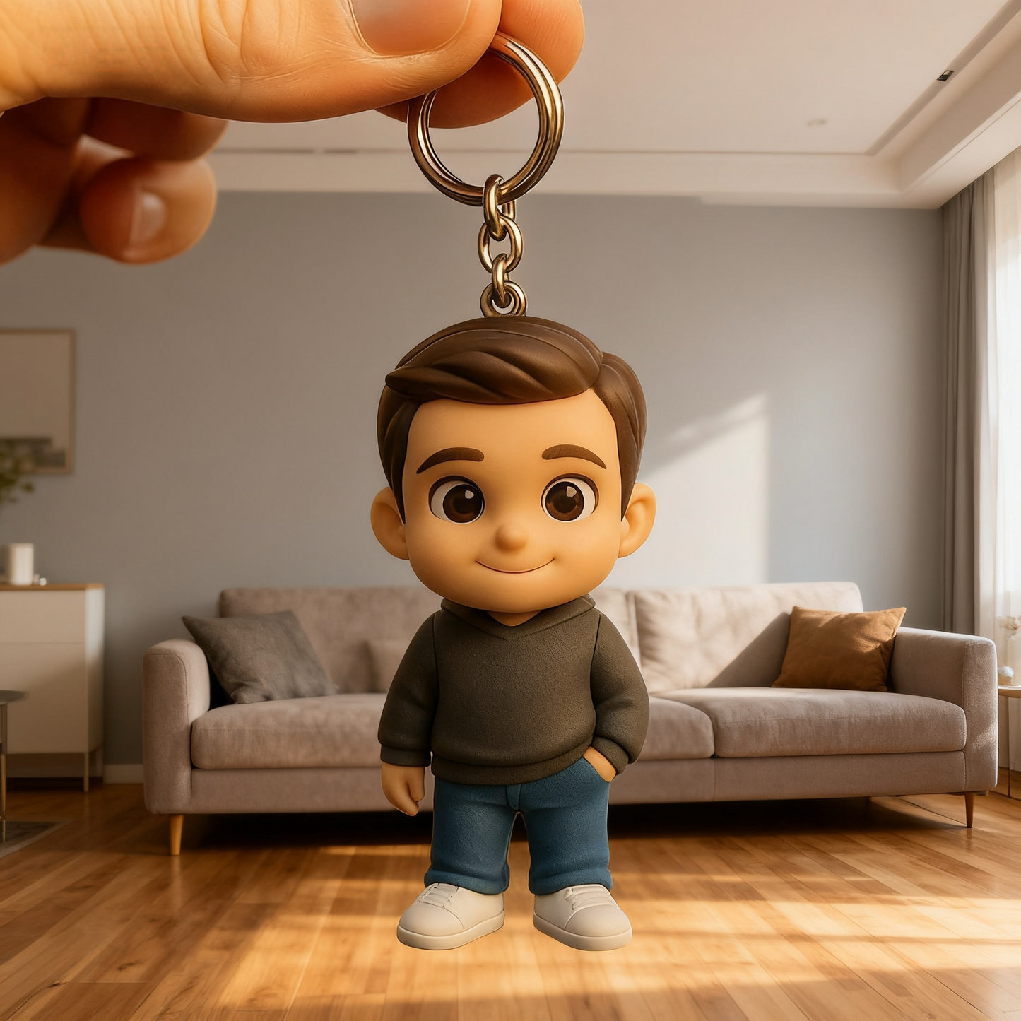 Custom 3D Figure Keychain From Photo Personalized Dad Keychain | Custom Mini Figure Gift for Dad