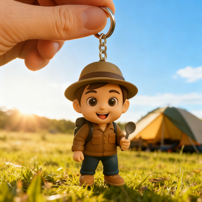 Custom 3D Figure Keychain From Photo Personalized Explorer Keychain Gift For Adventure Lovers
