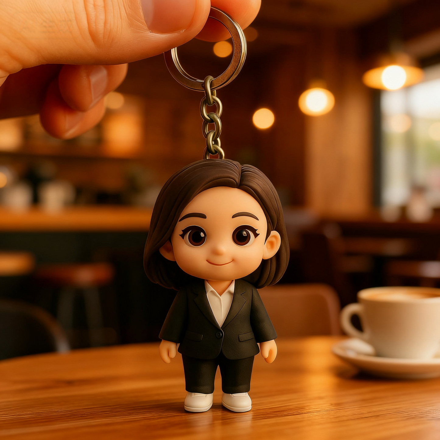 Custom 3D Figure Keychain From Photo Personalized Businesswoman Keychain Gift For Professionals