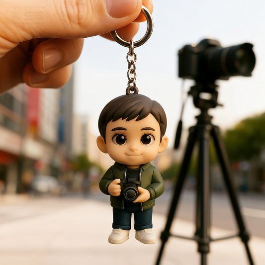 Custom 3D Figure Keychain From Photo Personalized Photographer Keychain Gift For Photography Lovers