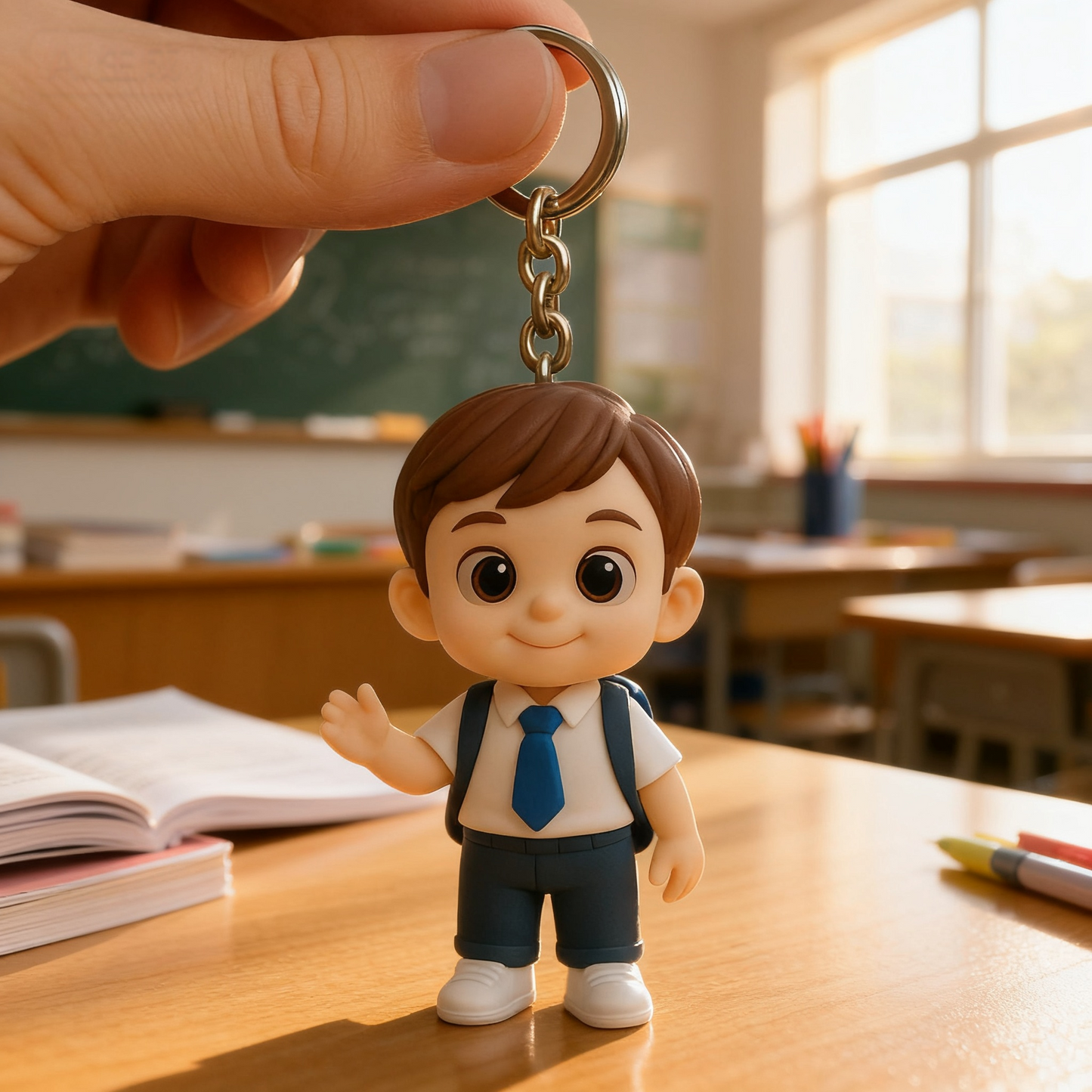 Custom 3D Figure Keychain From Photo Personalized Student Boy Keychain Gift For Kids