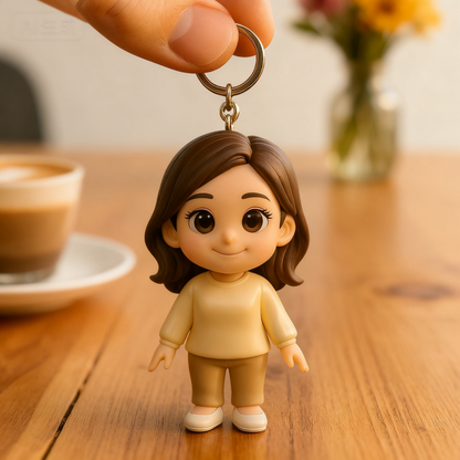 Custom 3D Figure Keychain From Photo Personalized Mom Keychain Custom Mini Figure Gift for Mom