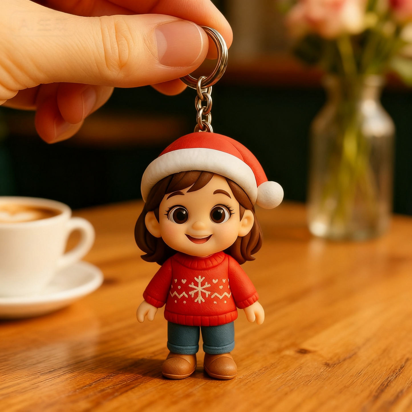 Custom 3D Figure Keychain From Photo Personalized Christmas Keychain Gift For Holiday Season