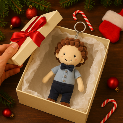 Plush doll keychain with photo print and customized Face