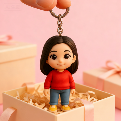 Custom 3D Figure Keychain From Photo Personalized Fashion Woman Keychain Gift For Her