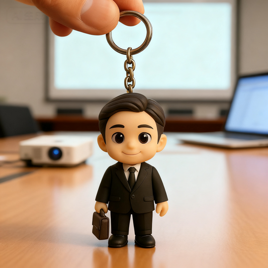 Custom 3D Figure Keychain From Photo Personalized Businessman Keychain Gift For Professionals