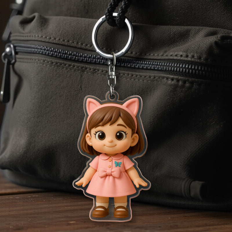 Custom Acrylic Cartoon Keychain － Personalized Photo Keychain － Unique Couple Gift for Her － Birthday Valentine's Anniversary Gift