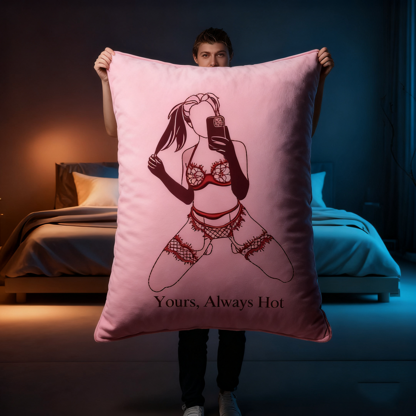 Sexy Custom Embroidery Photo Pillow Cover – Personalized Anniversary Gift for Him