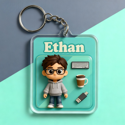 Fully Body Custom 3D Action Figure Pack Packaging Toy Box Style Art Gift Personalized 2D Printing Acrylic Keychain Gift for Family