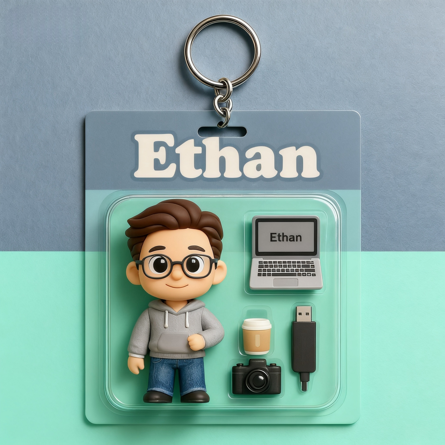 Fully Body Custom 3D Action Figure Pack Packaging Toy Box Style Art Gift Personalized 2D Printing Acrylic Keychain Gift for Family