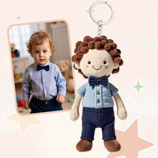 Plush doll keychain with photo print and customized Face