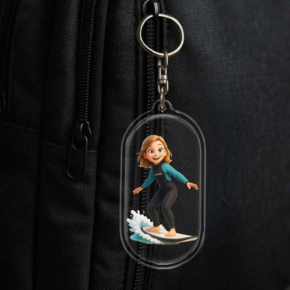 Custom Acrylic Cartoon Keychain － Personalized Photo Keychain － Unique Couple Gift for Her － Birthday Valentine's Anniversary Gift
