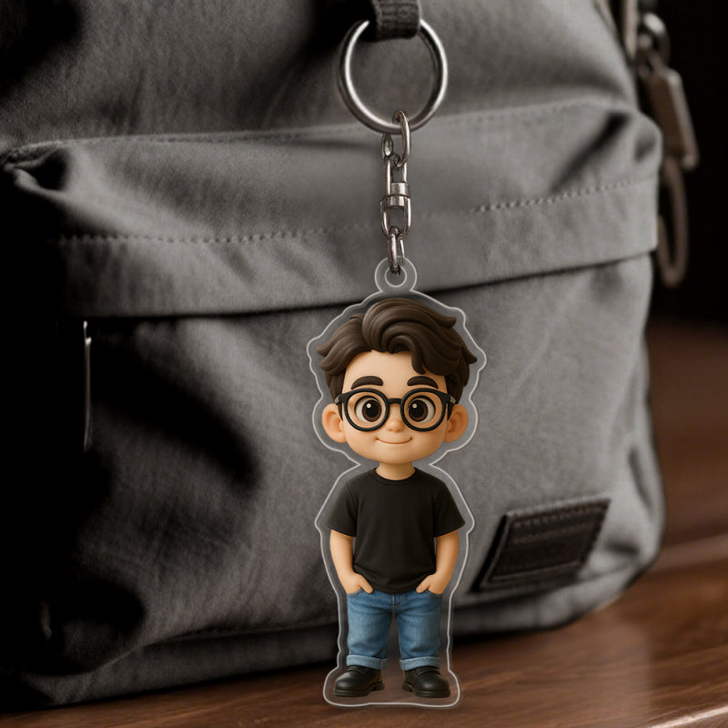 Custom Acrylic Cartoon Keychain － Personalized Photo Keychain － Unique Couple Gift for Her － Birthday Valentine's Anniversary Gift