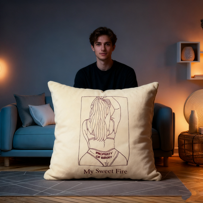 Sexy Custom Embroidery Photo Pillow Cover – Personalized Anniversary Gift for Him