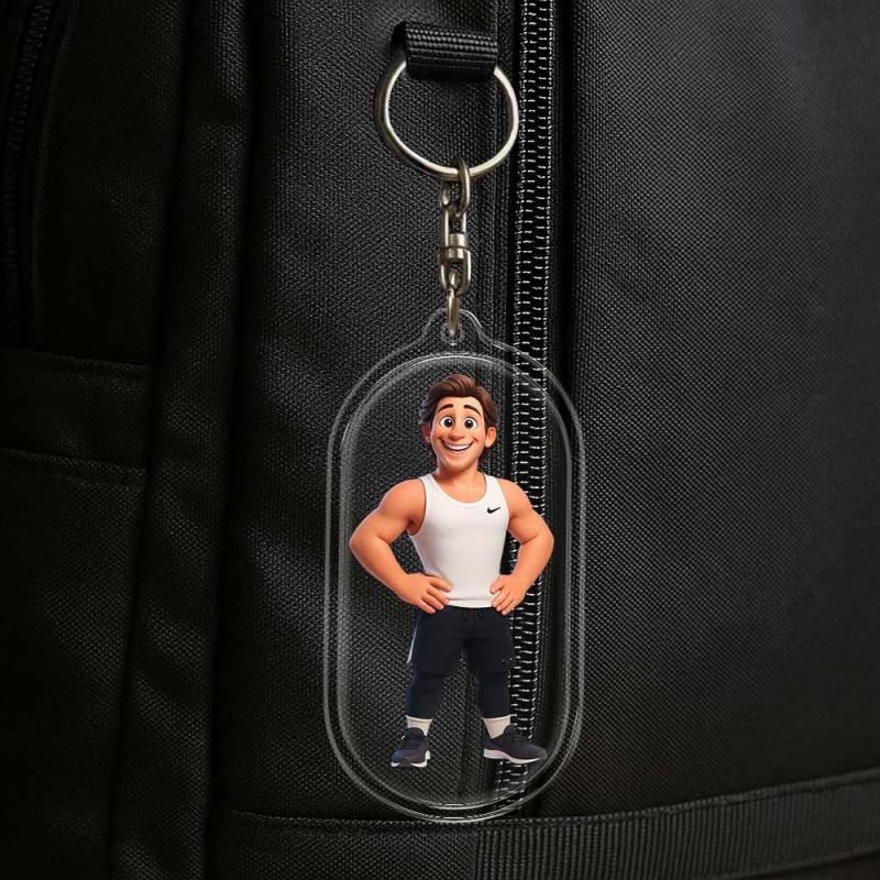 Custom Acrylic Cartoon Keychain － Personalized Photo Keychain － Unique Couple Gift for Her － Birthday Valentine's Anniversary Gift