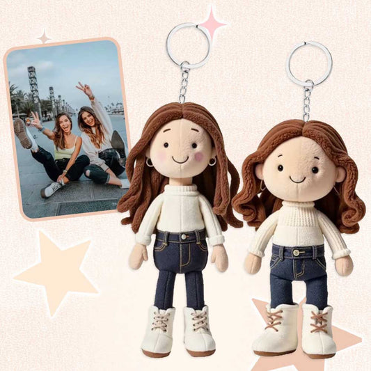 Custom Family Photo Plush Doll Keychain - Precious Gift For Family Reunions