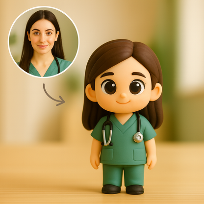 Custom Veterinarian Cartoon Keychain – Choose 3D Figurine or 2D Acrylic Style