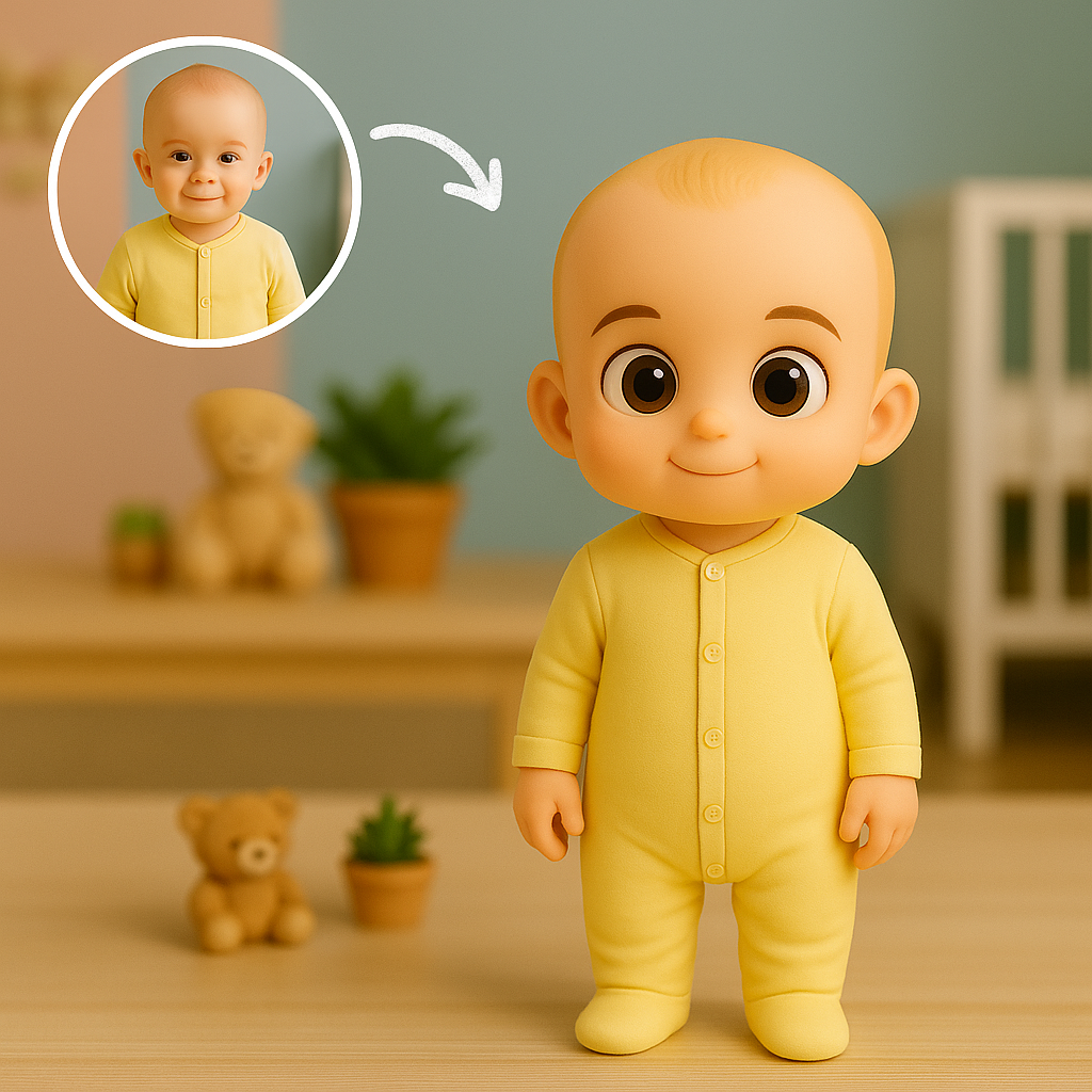 Custom Baby Cartoon Keychain – Sweet Keepsake Gift for New Parents Choose 3D Figurine or 2D Acrylic Style