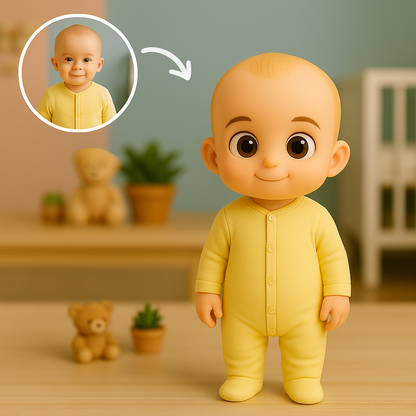 Custom Baby Cartoon Keychain – Sweet Keepsake Gift for New Parents Choose 3D Figurine or 2D Acrylic Style