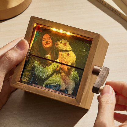 Hand-Cranked Custom Flipbook - Animated Photo Album Frame with LED Light, Emotional Gift for Birthday