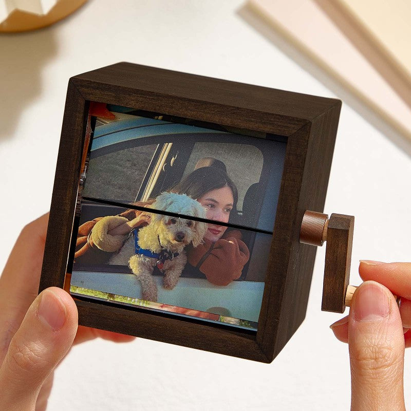 Hand-Cranked Custom Flipbook - Animated Photo Album Frame with LED Light, Emotional Gift for Birthday