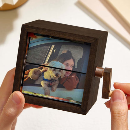 Hand-Cranked Custom Flipbook - Animated Photo Album Frame with LED Light, Emotional Gift for Birthday