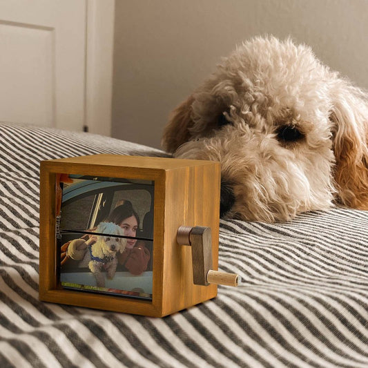 Hand-Cranked Custom Flipbook - Animated Photo Album Frame with LED Light, Emotional Gift for Birthday