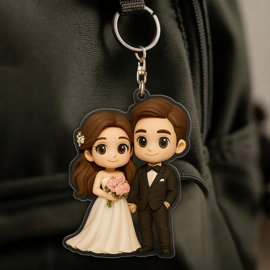 Custom Acrylic Cartoon Bag Charm – Personalized Photo Keychain Gift for Him or Her