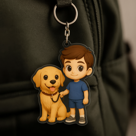 Personalized Acrylic Figure Keychain – Cute Cartoon Bag Charm with Your Photo