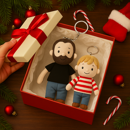 Personalized Photo Plush Doll Keychain, Gift For Dad