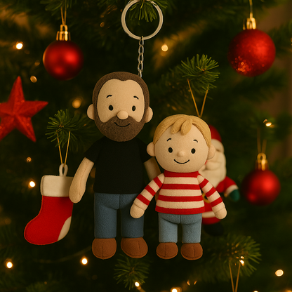 Personalized Photo Plush Doll Keychain, Gift For Dad