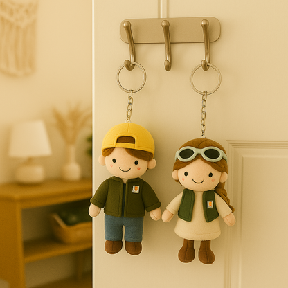 Father's Day Gifts Custom Doll Keychain Bag Charms Personalized Couple Photo 3D Plush Doll